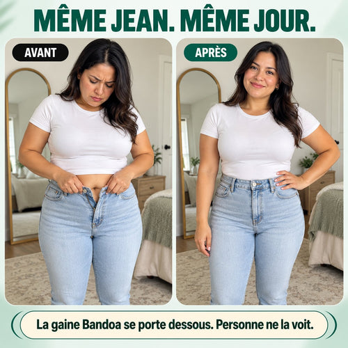 Même jean, même jour : avant et après avec la gaine Bandoa portée dessous